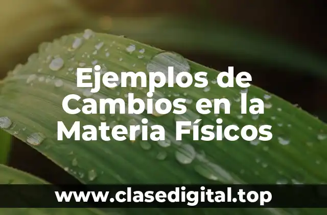 Ejemplos de Cambios en la Materia Físicos