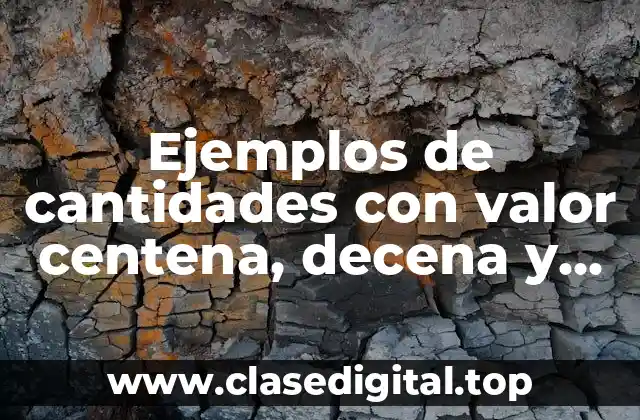 Ejemplos de cantidades con valor centena, decena y unidad