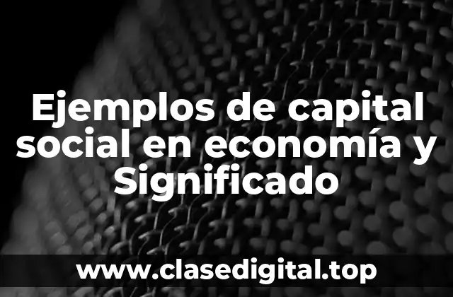 Ejemplos de capital social en economía y Significado