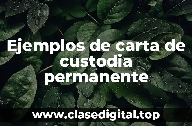 Ejemplos de carta de custodia permanente