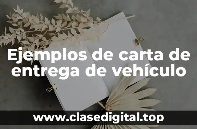 Ejemplos de carta de entrega de vehículo