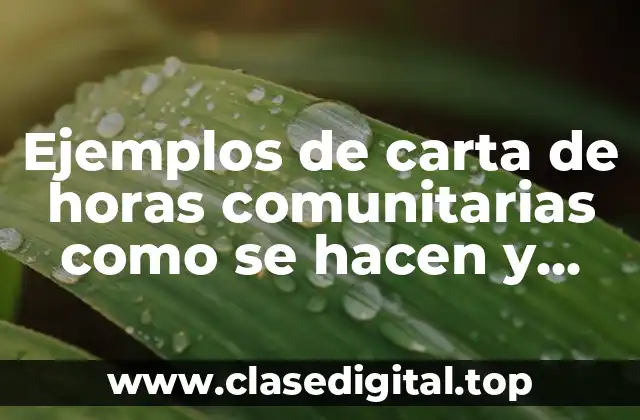 Ejemplos de carta de horas comunitarias como se hacen y Significado