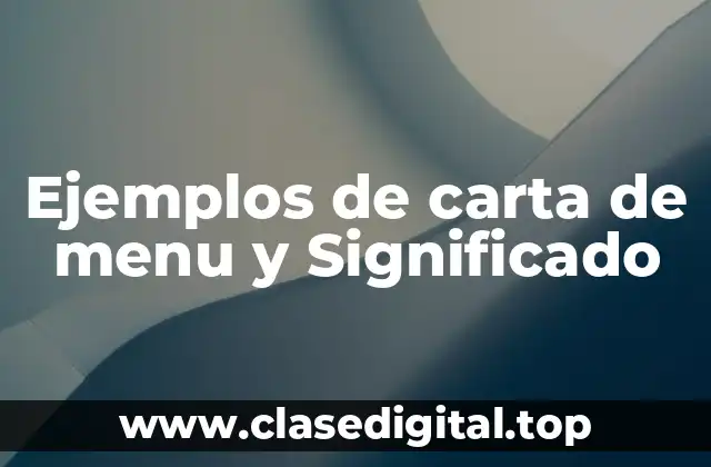 Ejemplos de carta de menu