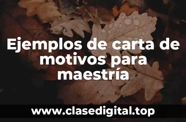 Ejemplos de carta de motivos para maestría