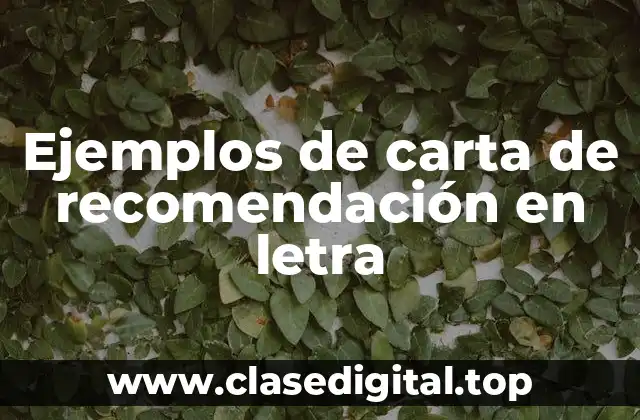 Ejemplos de carta de recomendación en letra