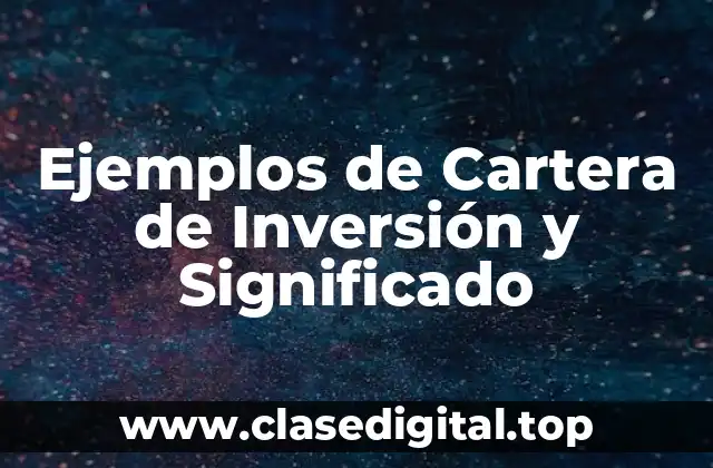 Ejemplos de Cartera de Inversión y Significado