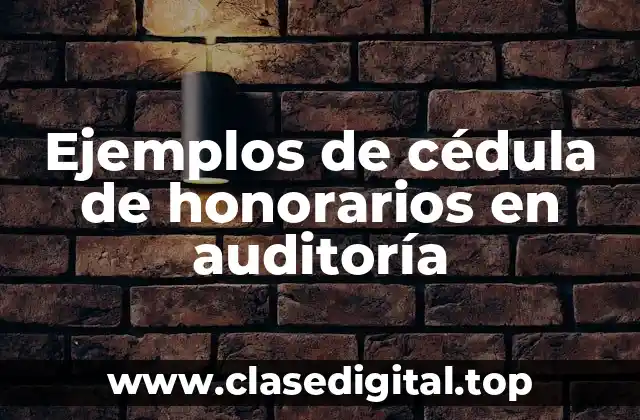 Ejemplos de cédula de honorarios en auditoría