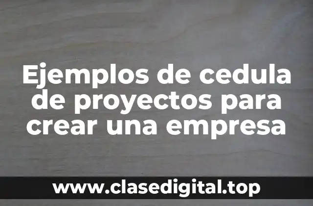 Ejemplos de cedula de proyectos para crear una empresa
