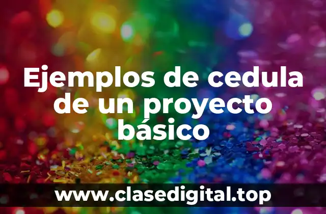 Ejemplos de cedula de un proyecto básico