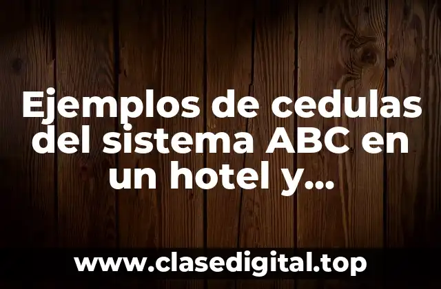 Ejemplos de cedulas del sistema ABC en un hotel y Significado