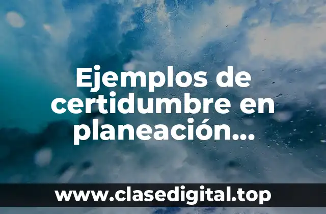 Ejemplos de certidumbre en planeación financiera