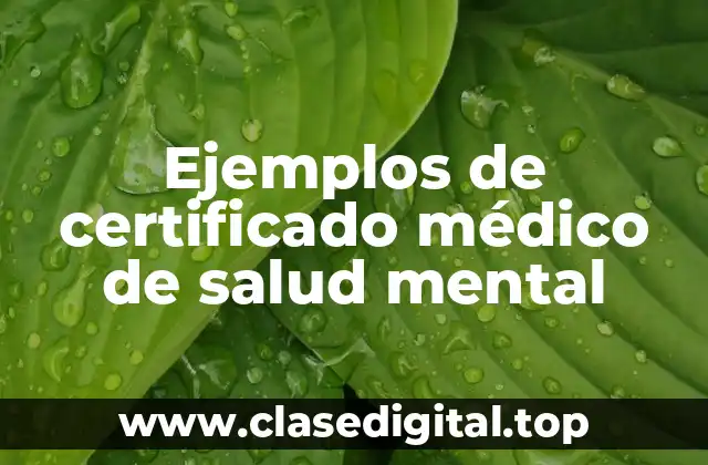 Ejemplos de certificados médicos de salud mental