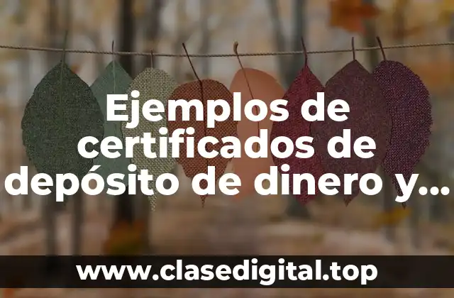 Ejemplos de certificados de depósito de dinero y Significado