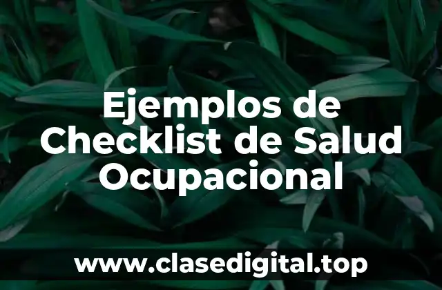 Ejemplos de Checklist de Salud Ocupacional