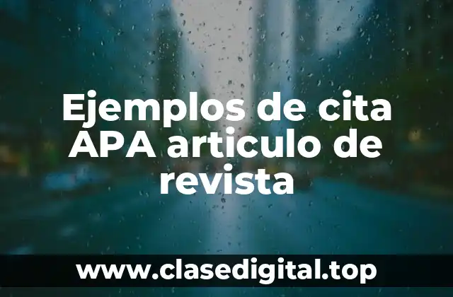 Ejemplos de cita APA articulo de revista