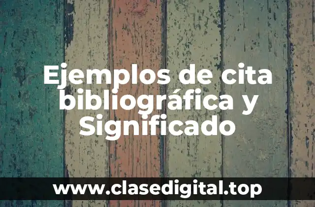 Ejemplos de cita bibliográfica y Significado