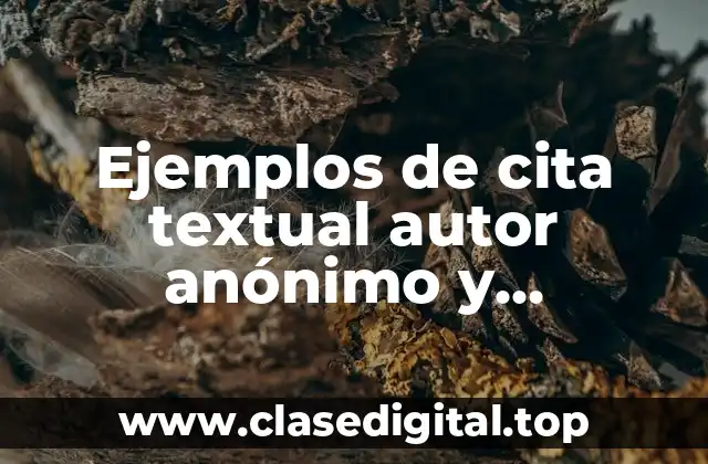 Ejemplos de cita textual autor anónimo y Significado