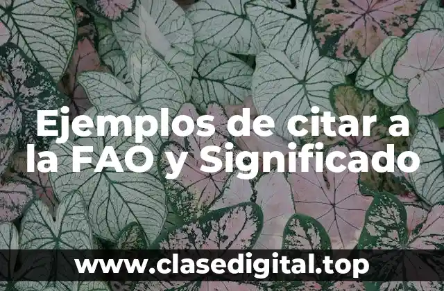 Ejemplos de citar a la FAO y Significado