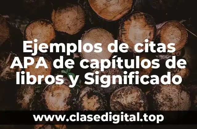 Ejemplos de citas APA de capítulos de libros y Significado