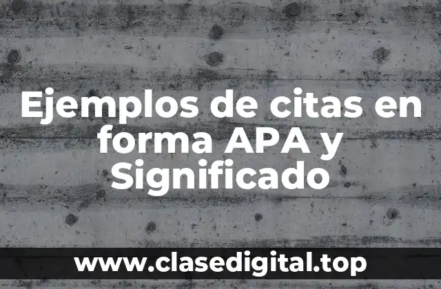 Ejemplos de citas en forma APA y Significado