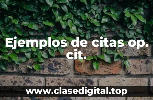 Ejemplos de citas op. cit.