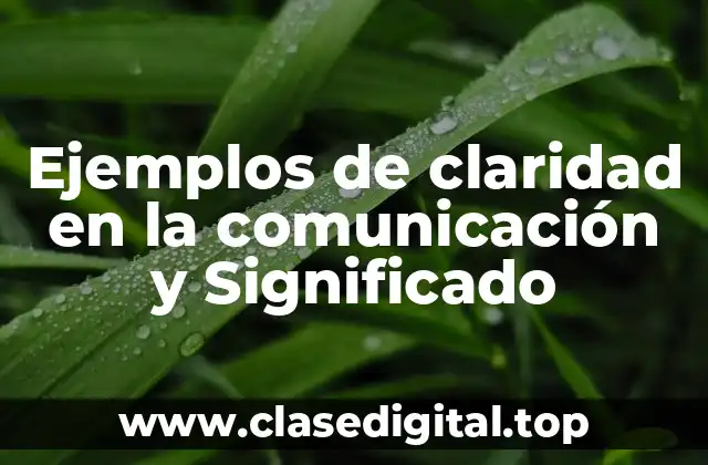 Ejemplos de claridad en la comunicación y Significado