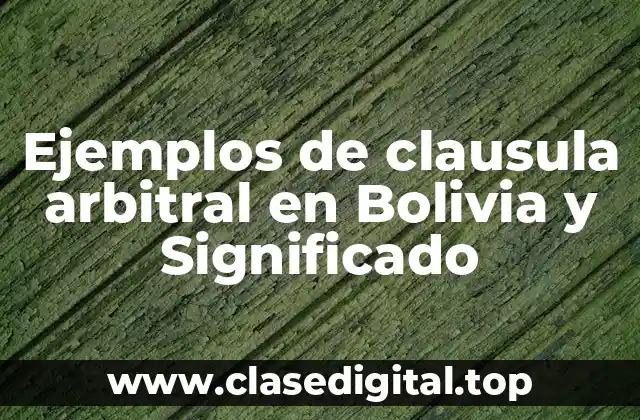 Ejemplos de clausula arbitral en Bolivia y Significado
