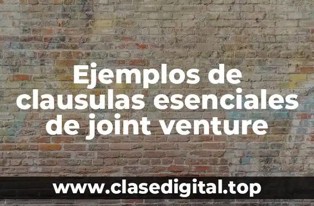Ejemplos de clausulas esenciales de joint venture