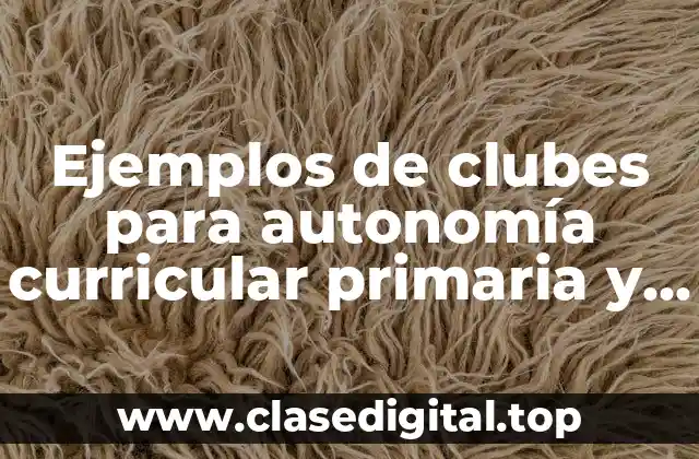Ejemplos de clubes para autonomía curricular primaria y Significado