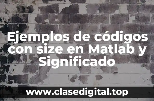 Ejemplos de códigos con size en Matlab y Significado