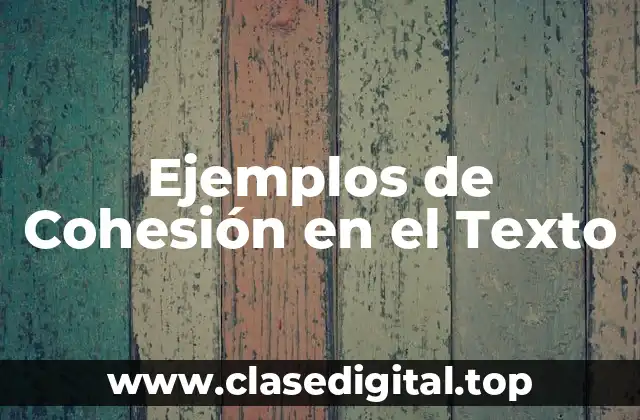 Ejemplos de Cohesión en el Texto