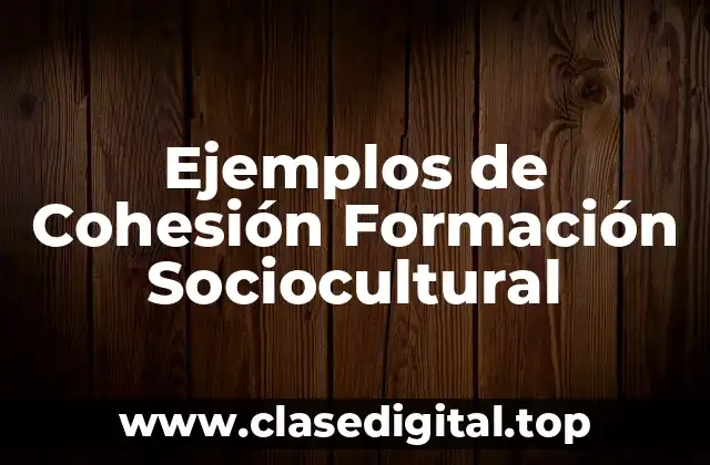 Ejemplos de Cohesión Formación Sociocultural