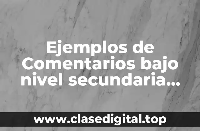 Ejemplos de Comentarios bajo nivel secundaria español