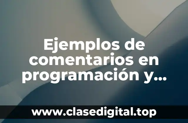 Ejemplos de comentarios en programación y Significado