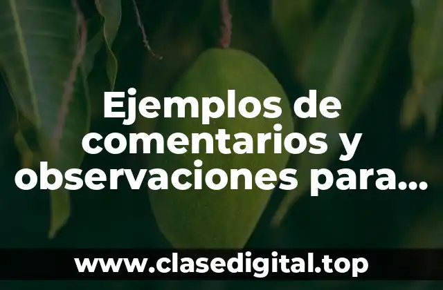 Ejemplos de comentarios y observaciones para niños de primaria