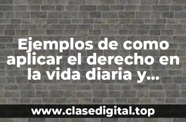 Ejemplos de como aplicar el derecho en la vida diaria y Significado