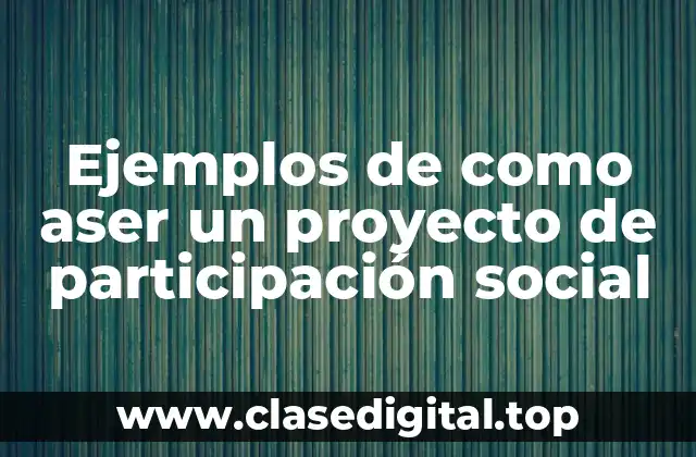 Ejemplos de como aser un proyecto de participación social