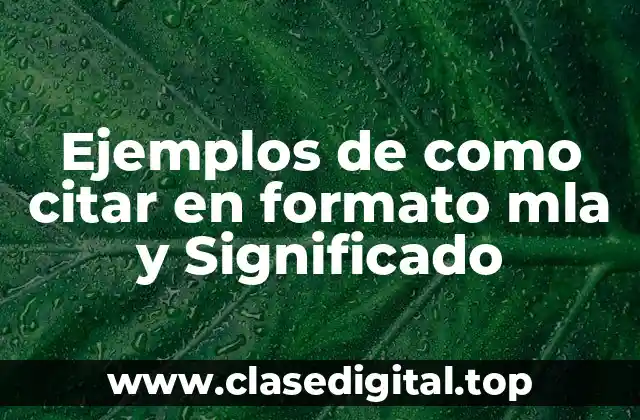 Ejemplos de como citar en formato mla y Significado