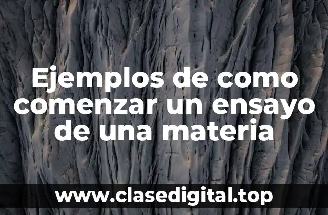 Ejemplos de como comenzar un ensayo de una materia