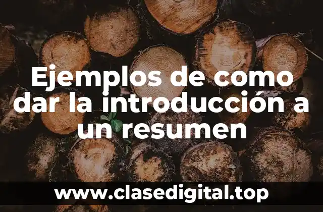 Ejemplos de como dar la introducción a un resumen