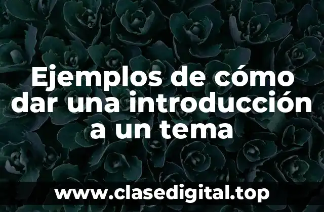 Ejemplos de cómo dar una introducción a un tema