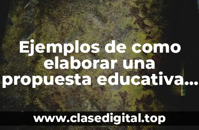 Ejemplos de como elaborar una propuesta educativa y Significado
