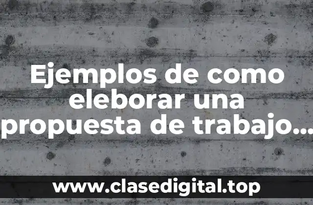 Ejemplos de como eleborar una propuesta de trabajo y Significado