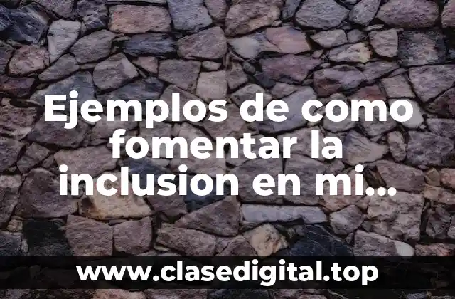 Ejemplos de como fomentar la inclusion en mi comunidad