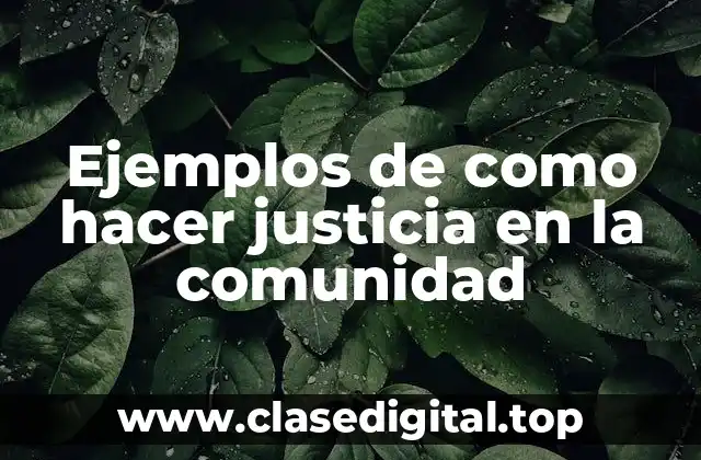 Ejemplos de como hacer justicia en la comunidad