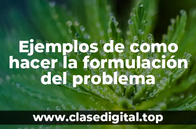 Ejemplos de como hacer la formulación del problema