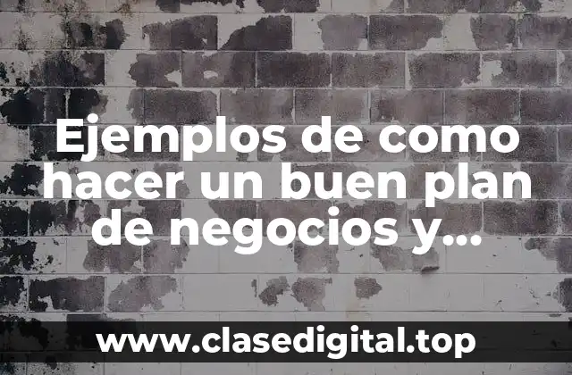 Ejemplos de como hacer un buen plan de negocios y Significado