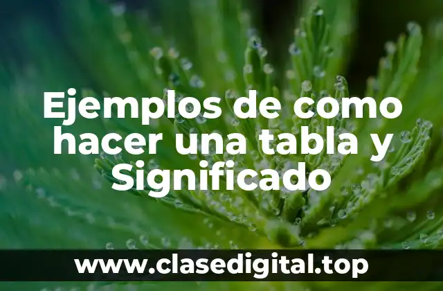 Ejemplos de como hacer una tabla y Significado