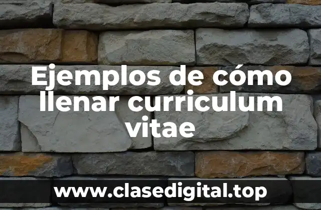 Ejemplos de cómo llenar curriculum vitae