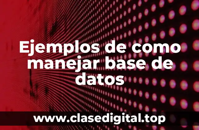 Ejemplos de como manejar base de datos